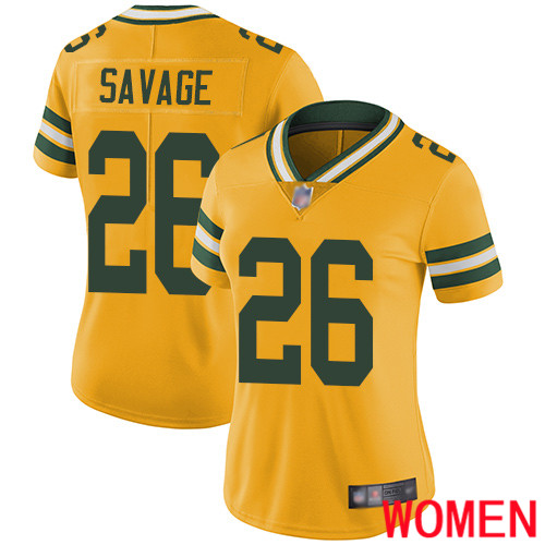Green Bay Packers Limited Gold Women 26 Savage Darnell Jersey Nike NFL Rush Vapor Untouchable